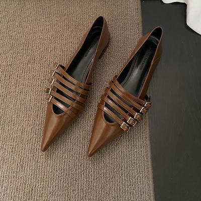 Femmes Plates Avec Chaussures 2024 Designer Luxe Boucle Mode Dames Ballerines Chaussures Slingback Bout Pointu Décontracté Sandales Mules