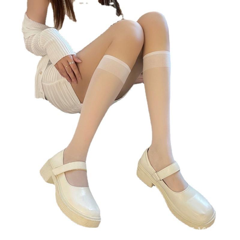 White Calf Socks Summer Thin Anti-hook Short Sexy Black Stockings Pure Desire Jk Medium Tube Socks Tide Knee Socks