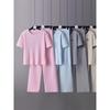 Conjunto de Verão Europeu Elegante de Duas Peças: Conjunto Esportivo Feminino de Camiseta de Manga Curta e Calça Longa
