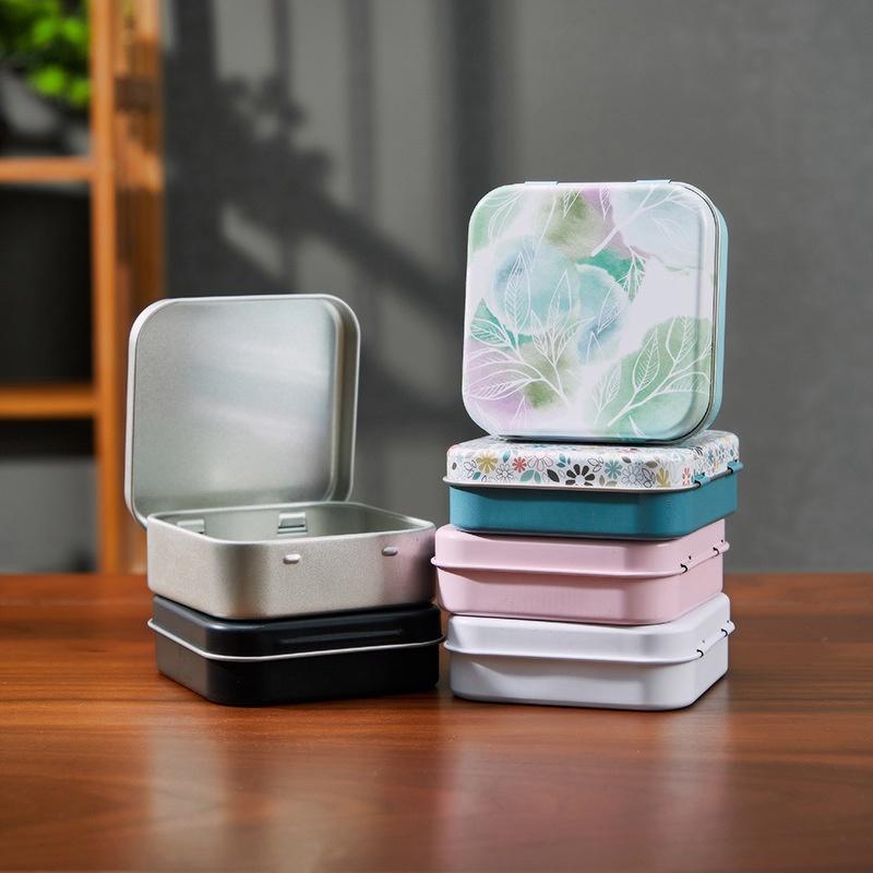 Portable Square Flip Metal Tin Storage Box Durable Rust-free Container for Candy Pills Coins DIY Craft Supplies