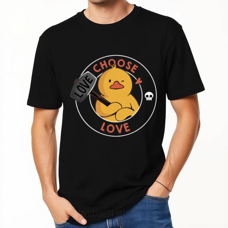 Printed Unisex Crew Neck t shirt unisex Choose Love Duck With Hammer And Skull Trendy Teenagerss male tshirt brand