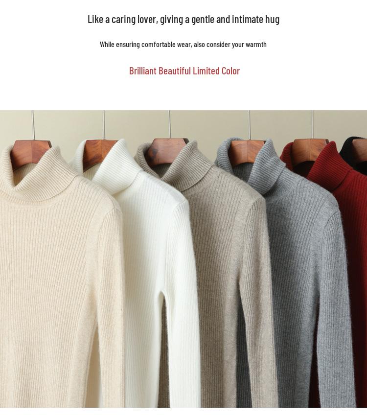 Women's Slim Fit Cashmere Blend High Neck Sweater - Autumn Winter 2024 Collection
