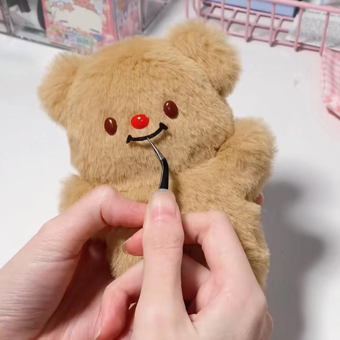 

DIY Handmade Butter Bear Plush with Recording Feature: Bubble-Blowing Backpack Pendant - Perfect for Couples or Birthday Gifts.