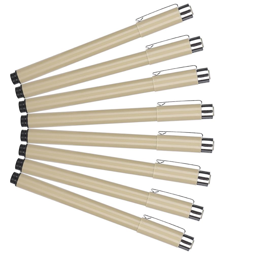 8PCs Tube Pen Hook Line Drawing Tracing Tool Japanese‑Style Plastic Penholder Black Refill