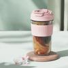 Portable Glass Tumbler with Silicone Straw 350/500ml Leakproof Reusable Coffee Mug