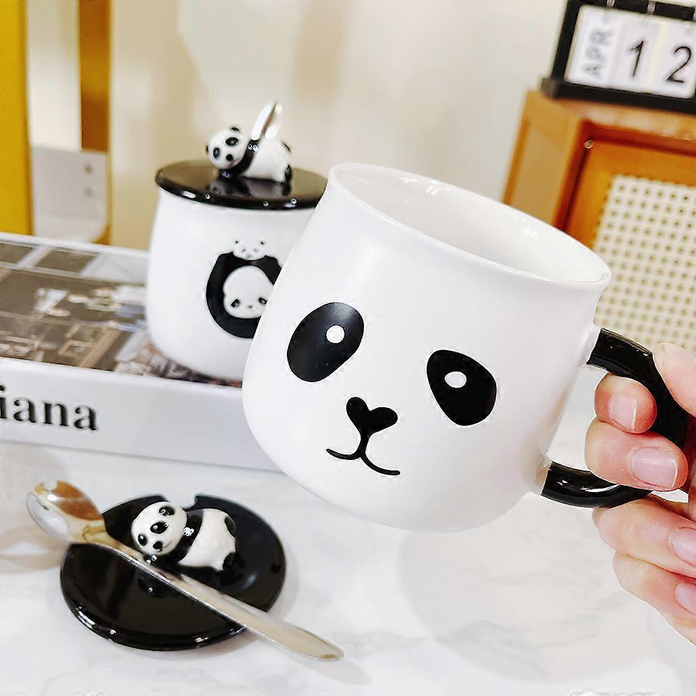 HomeDecoration Dinnerware Panda Ceramic Coffee Tea Mug Drink Cup with and Lid 14oz