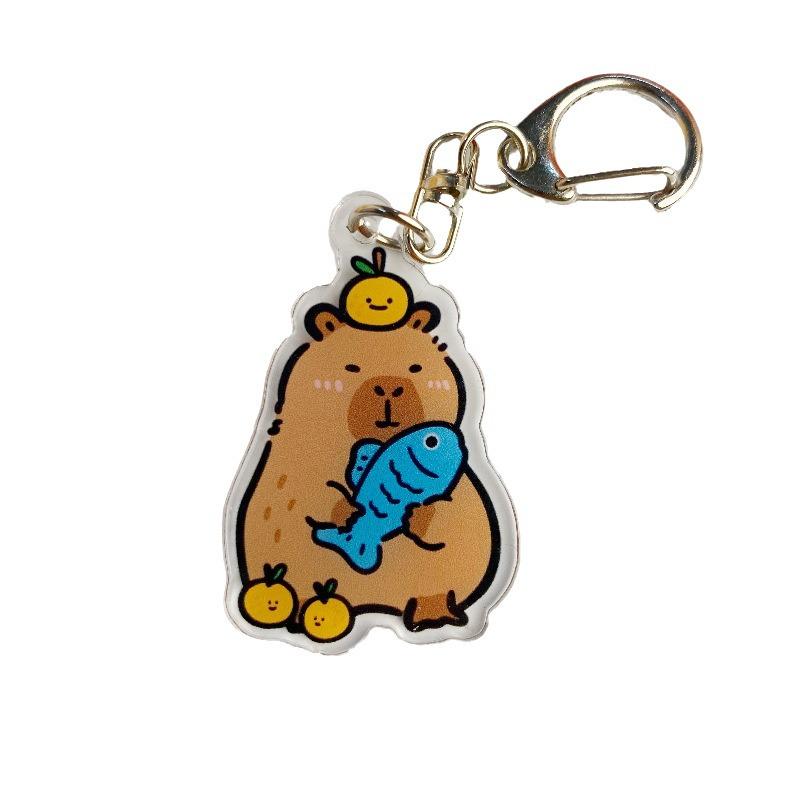 Double-Sided Acrylic Guinea Pig & Capybara Keychain – Cute, Funny Backpack Pendant, Small Gift