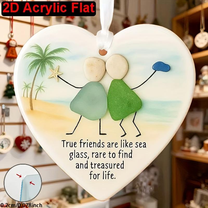 1Pc Heart‑Shaped 2D Flat Acrylic Hanging Pendant, Home Decor, Gift for Housewarming, Holiday Ornament for Halloween Christmas