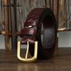 Trendy, Retro, Stylish, Versatile, Top-grain Pure Cowhide Woven Belt for Men, Genuine Leather, Copper Buckle, Woven Denim Belt