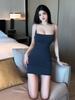 2026 New Internet Celebrity Sexy Hot Girl Square Collar Low-cut Suspender Dress Tight and Thin Bottom Hip-wrapped Short Skirt Tide