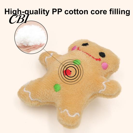 Cat Toys with Catnip Christmas Plush Toys, Reindeer Gingerbread Santa Stuffed Animal, Interactive Holiday Toy for Kittens, Pet Gift Play And