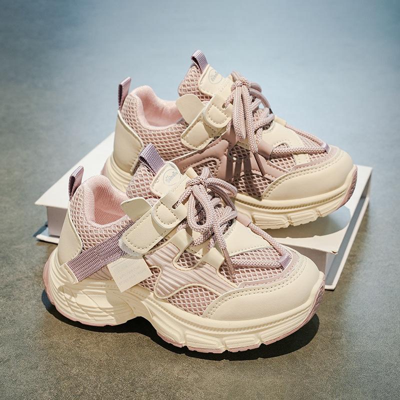 Girls' Dad-style Mesh Children's sneakers2026New Breathable Running Shoes for Older Children, Cartoon Casual Mesh Shoes