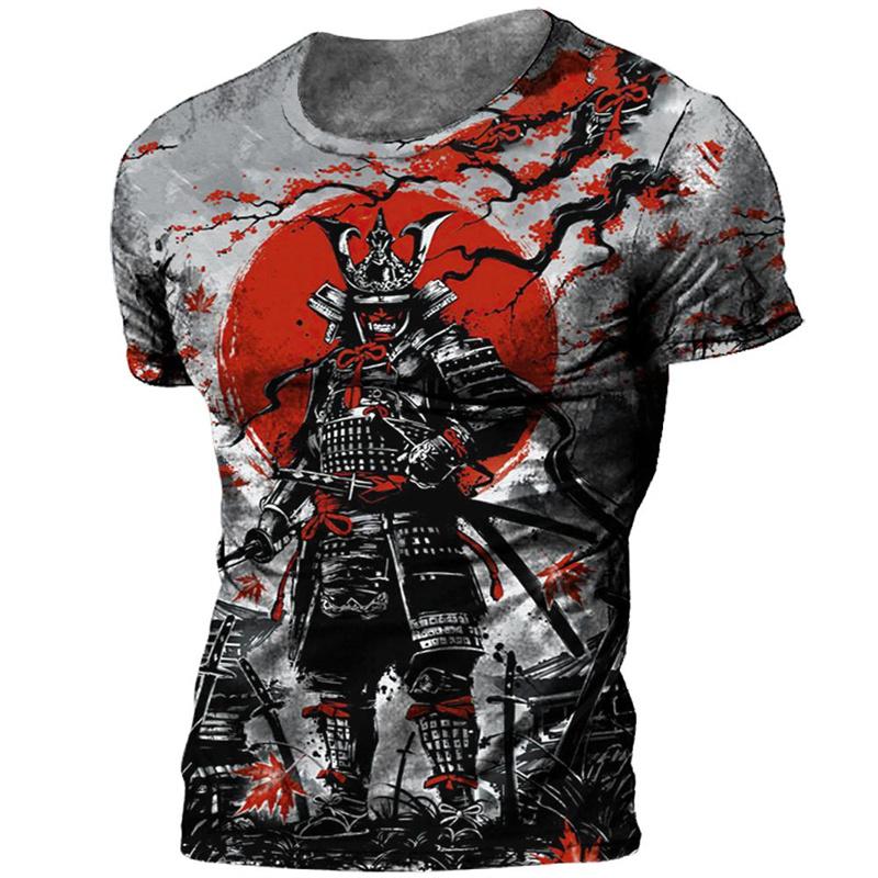 Trend Japanese Samurai Graphics T-shirts Summer Fashion Short Sleeve Mens Kids 3D Printed T Shirts Casual Loose Harajuku Tees