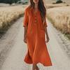 Vestido de Algodón y Lino de Moda y Casual para Mujer