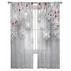 Christmas Pine Needles Snowflakes Wood Grain Sheer Curtains Living Room Decoration Window Curtains Kitchen Tulle Voile Curtains
