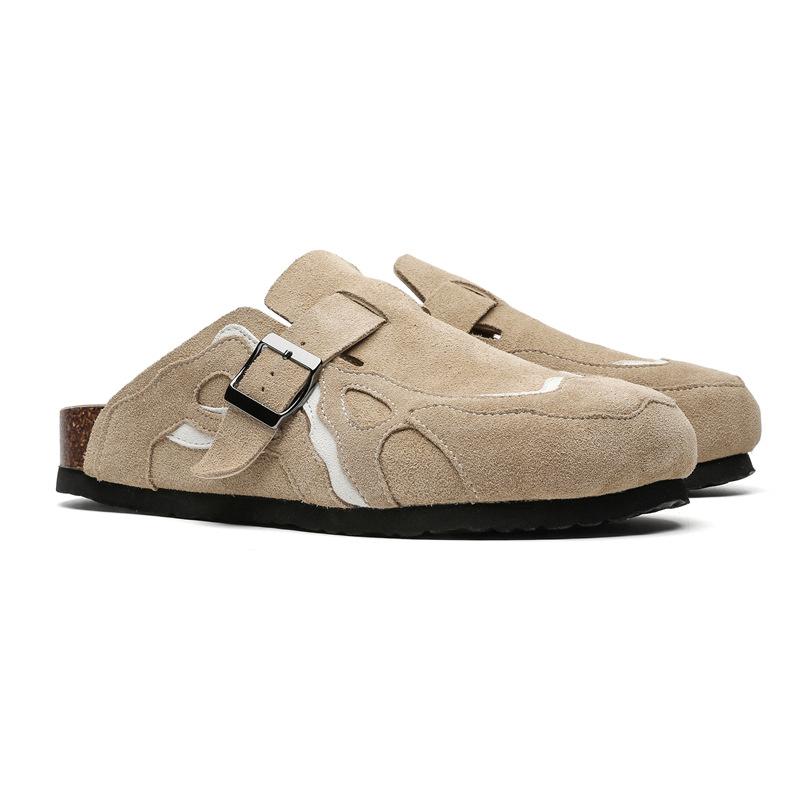 Cork Mules Slippers Men Women Close Toe Slippers Home Shoes Clogs Vintage Muller Slippers Arch Support