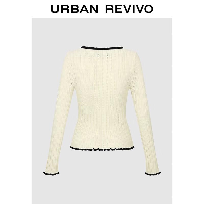 UR Women's Color-Block Ruffle Bow Knit Top