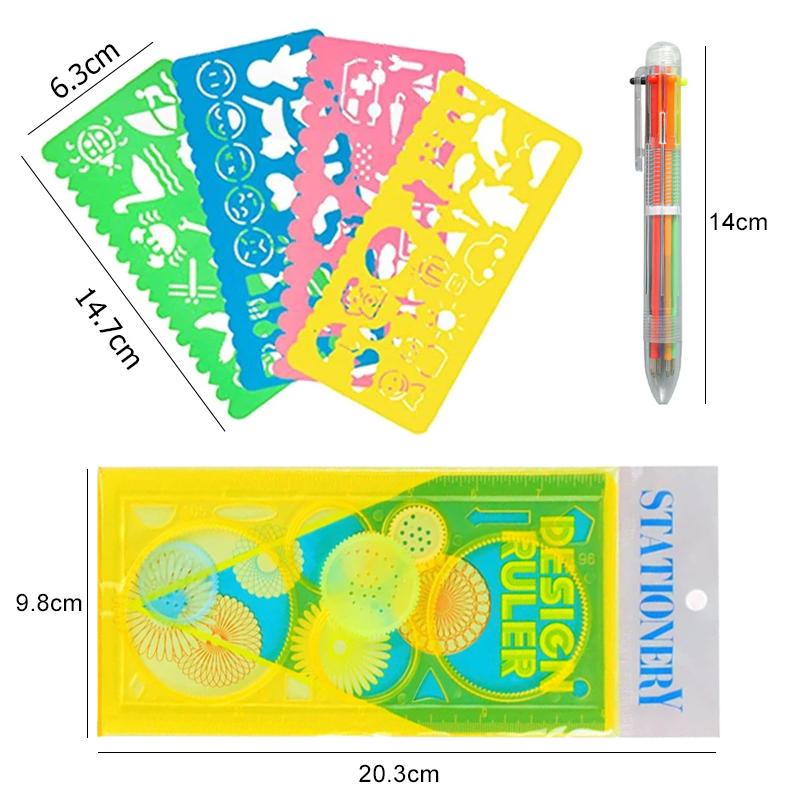 

Спирограф Художественная линейка для рисования Детская самодельная картина Шаблон Многофункциональные мультяшные развивающие игрушки Цветные подарки TMZ