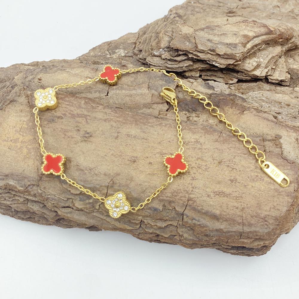 9MM Four Leaf Flower Bracelet Titanium Steel Bracelet No Color Loss Ladies Fashion Bracelet