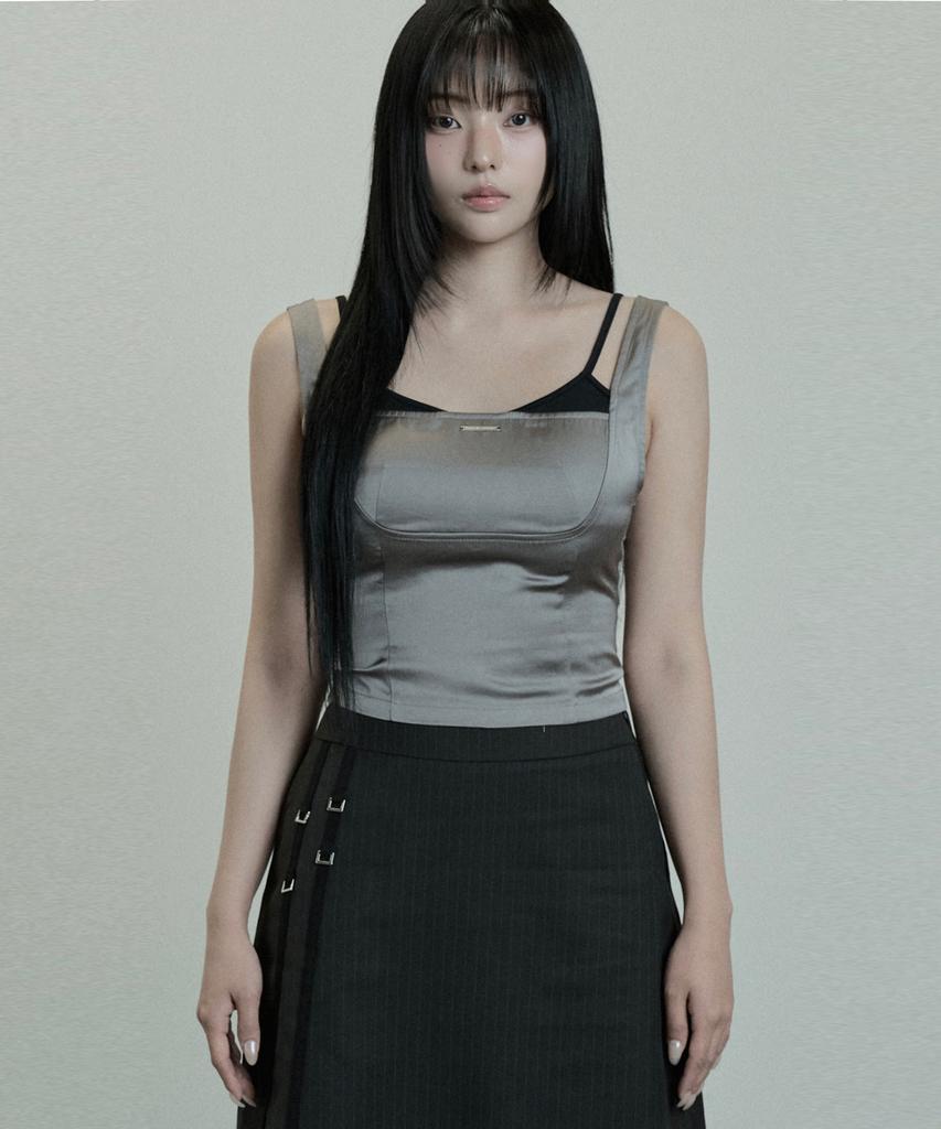 ETRE AU SOMMET Baret Layered Tank Top (Charcoal)