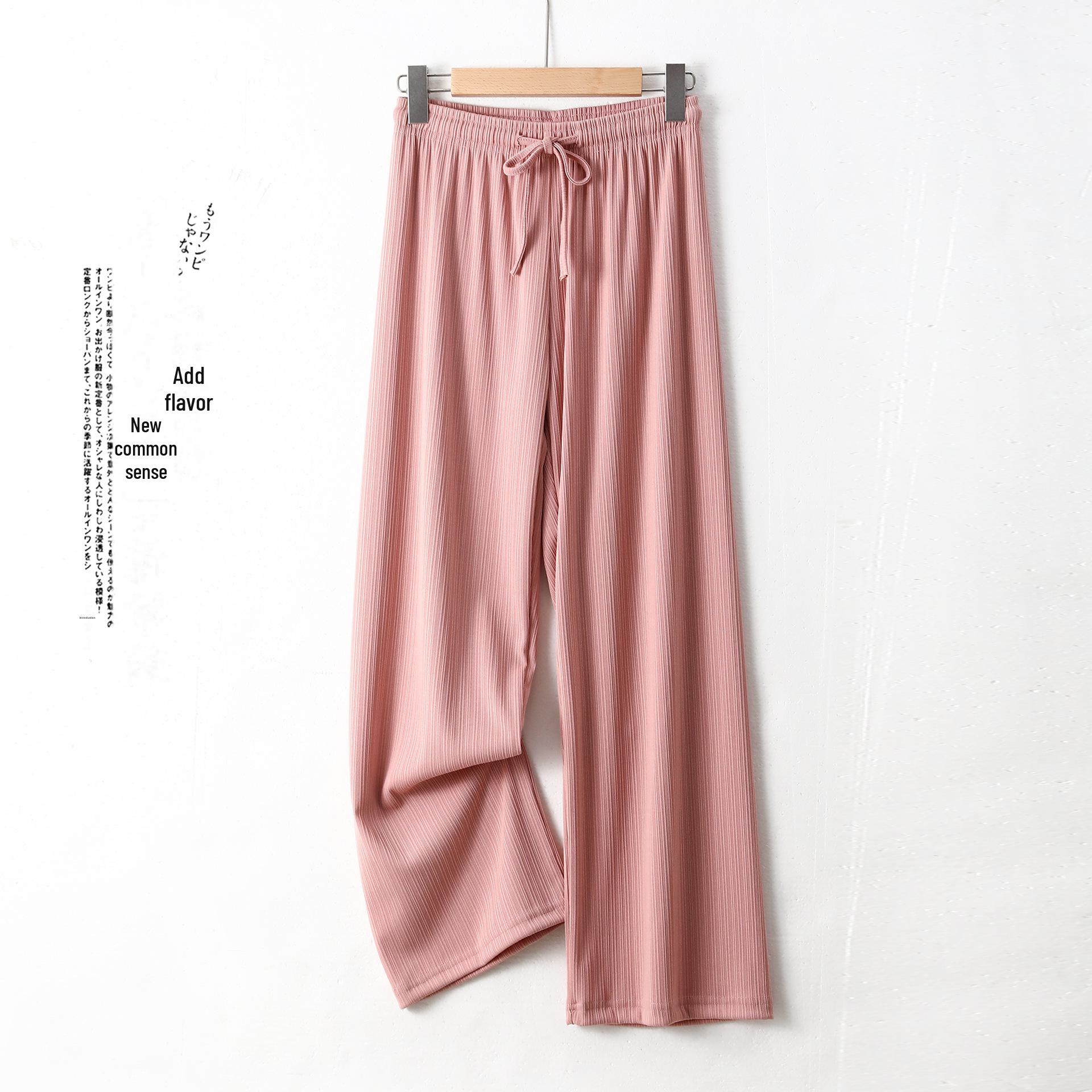 

Женские брюки-широки Ice Silk весна/лето: Высокая талия, облегающий крой, защита от комаров, стильный и модный XXL trousers розовый