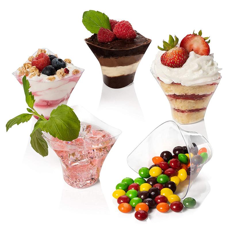 50PCS Reusable Appetizer Cups 135ml Plastic Dessert Cups Yogurt Mousses Pudding Container Tableware Party Festival Decor