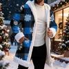 Men's Christmas Long Hooded Cardigan With Pockets Warm Jacket