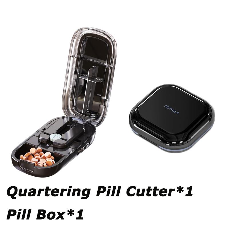 Portable 2/4 In 1 Pill Cutter Storage Box Reusable Medicine Containers Medicine Storage with Accurate Pill Alignment