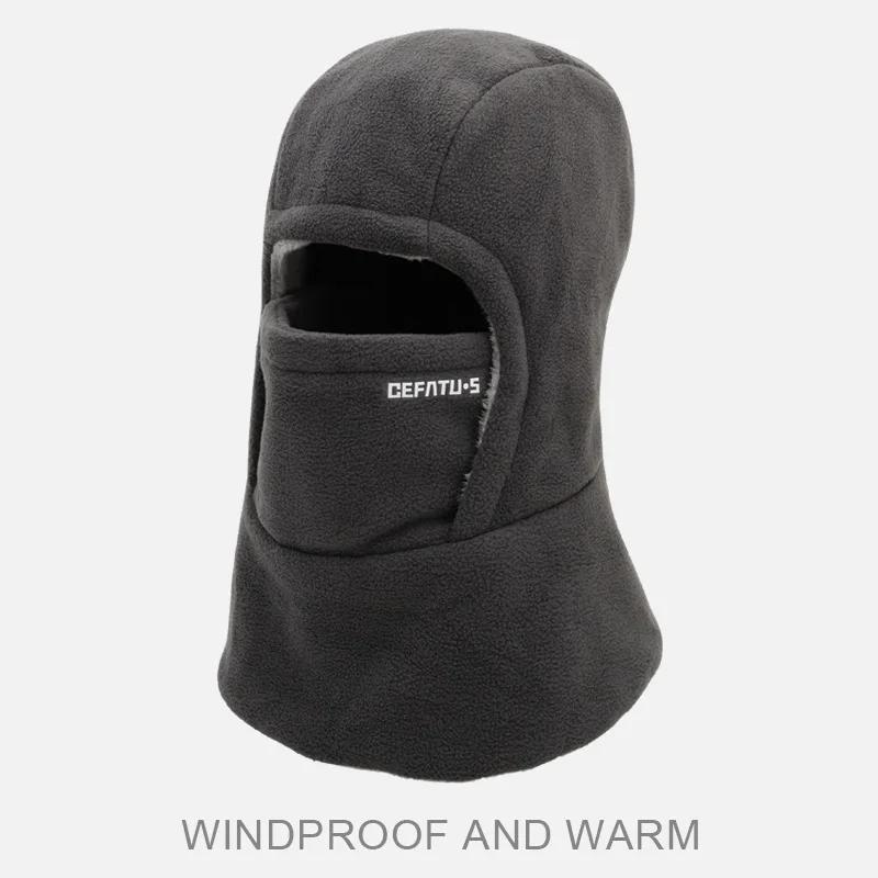 Fleece Balaclava Cycling Cap and Warm Gloves Cold-proof Windproof Warm Hood and Hat Thicken Thermal Ski Windproof Kit Women Men