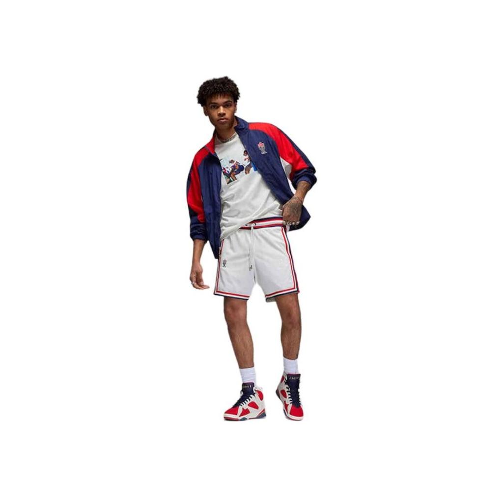 Jordan Trophy Room Collaboration Pattern Print Breathable Sports Basketball Casual Shorts Unisex Bottoms White Orange DR2957-133