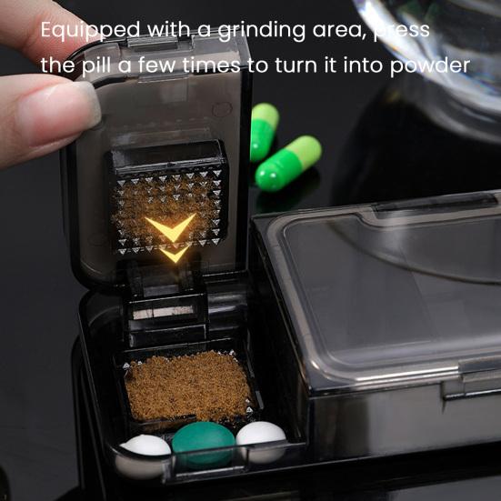Yousheng 3-in-1 Multipurpose Medicine Box Large Capacity Compact Portable Tablet Medicine Dustproof Divider Pill Cutter