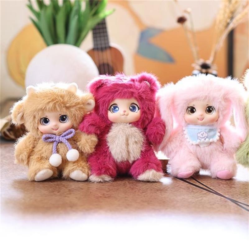 18CM Cartoon Cute Vinyl Animal Plush Doll Stuffed Toys Keychain Lanyard Backpack Pendant Bag Hang Couple Ornaments Ragdoll Kids Gifts