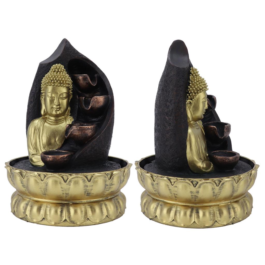 Resin Buddha Statue Water Running Fountain Feng Shui Ornament Indoor Waterscape Craft Home DecorUS