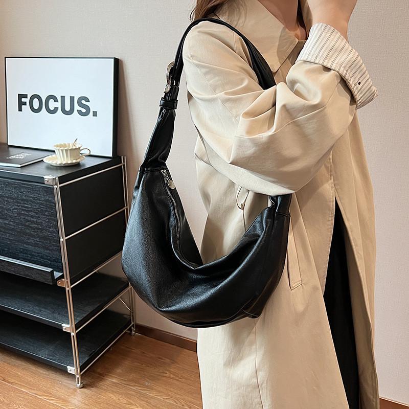 IELGY Korean Style Large-Capacity Retro Soft Leather Dumpling Bag Lazy Style Casual All-Match One-Shoulder Mess