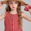Zhi Mu Girls' Plaid Sleeveless 2-Piece Dress Set