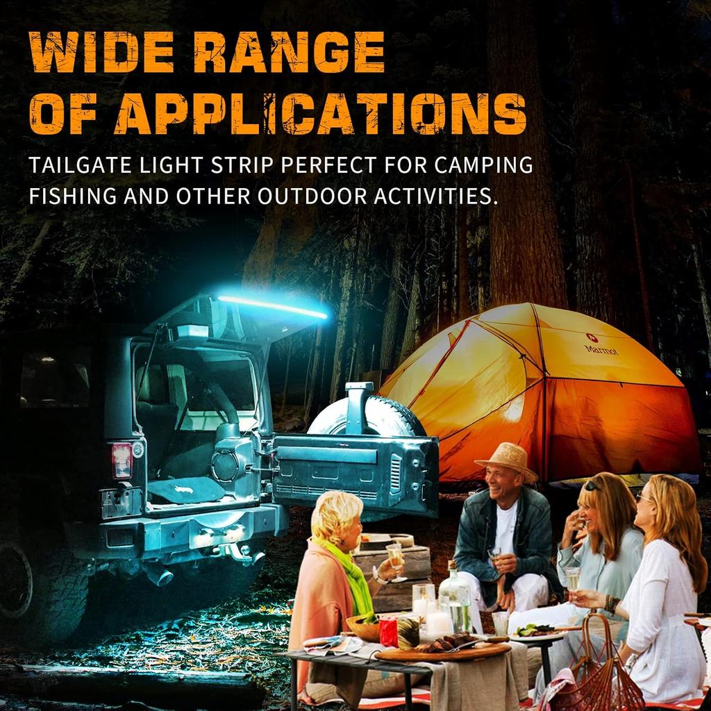 XRIDONSEN 40 Inch RGBW Rear Window Lift Gate Dome Light Strip Back Glass Tailgate Hatch Trunk Cargo Camping Light RF Wireless Remote Compatible With