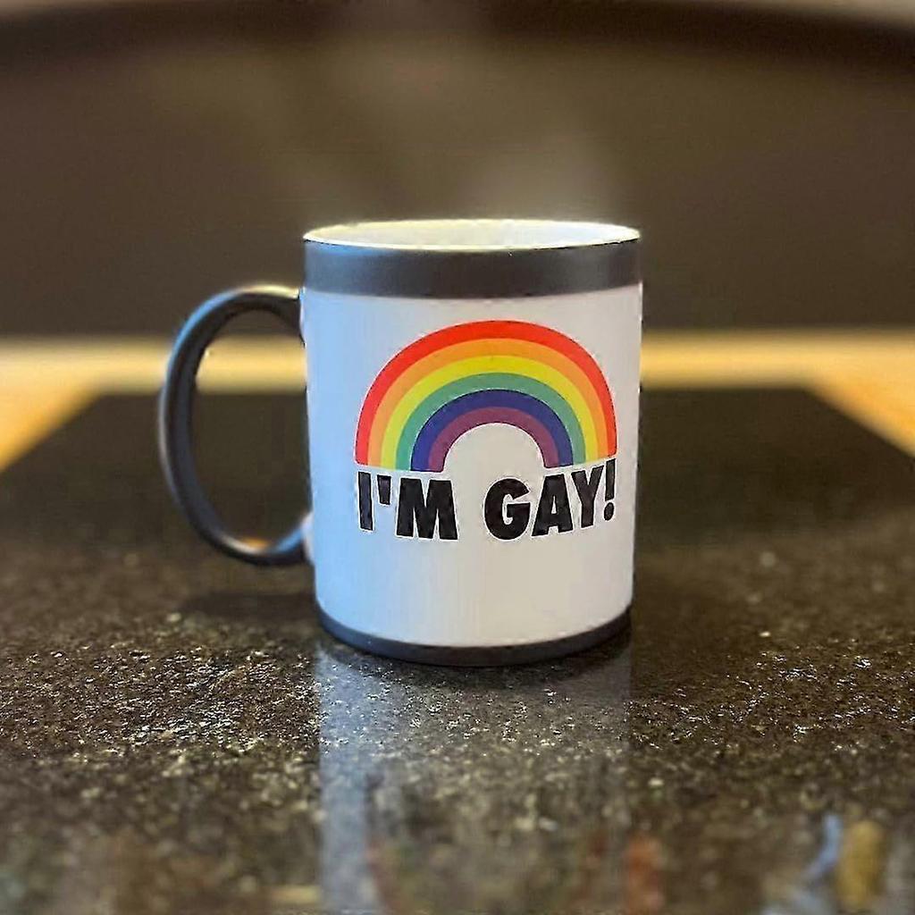 Color-Changing Rainbow Pride Mug - Reveals Surprise Message When Hot, Fun Novelty Gift for LGBTQ+ Friends, 11oz Ceramic Cup, Dishwasher Safe
