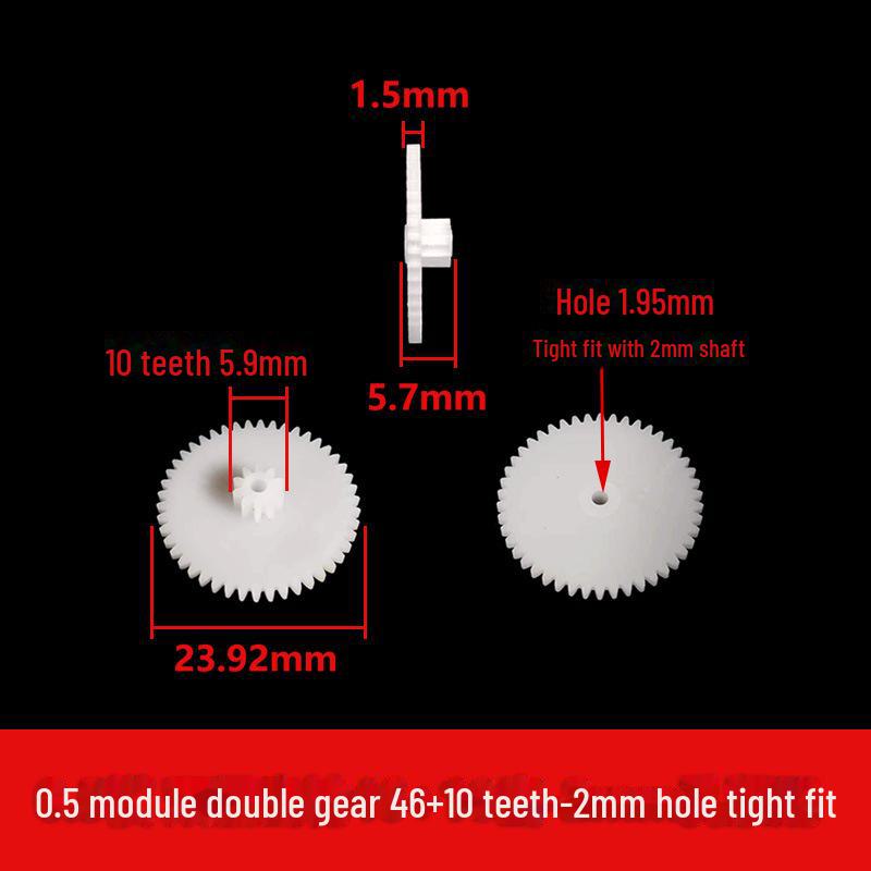 Dwuwarstwowa plastikowa przekładnia zębata o module 0,5, 40-56 zębów, konstrukcja z podwójną redukcją