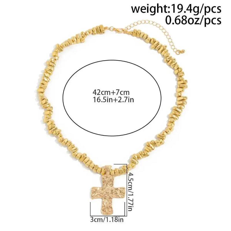 1PCS Irregular CCB Bead Necklace Alloy Cross Pendant Women's Fashion Gothic Necklace Steampunk Jewelry