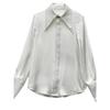 Women's High-End Satin Shirt with French Pointed Collar - Long Sleeve, Stylish Spring/Autumn Top