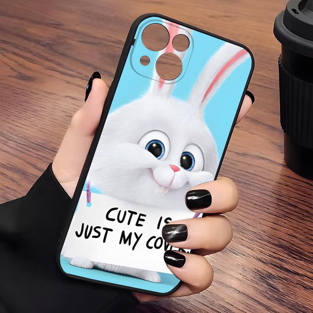 Cute Cartoon Rabbit Snowball Phone Case Matte Transparent For Iphone 16 15 Max 14 13 Mini 12 Pro 7 8 11 XR Xs X Plus Back Cover
