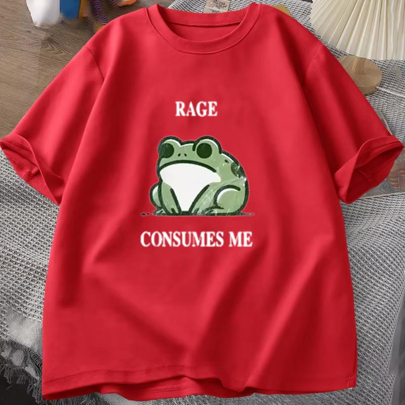 Funny Rage Consumes Me Frog Vintage T Shirt Women Tee Nature Lover Silly Frog Retro T-Shirt Women Men Clothing Short Sleeve Tops