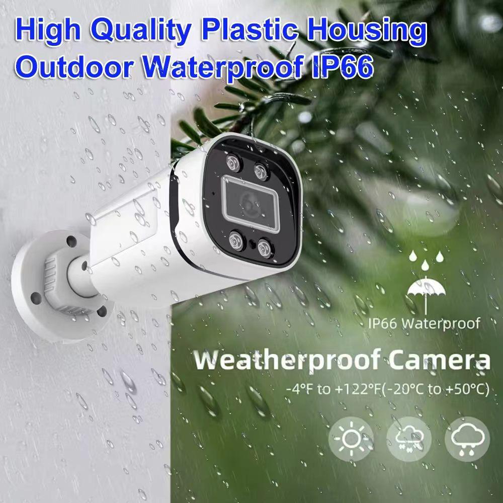 4-Channel AHD Camera Kit: Full-Color Night Vision, Warm Light, HD Bullet Camera, Outdoor Waterproof, 2MP DVR.