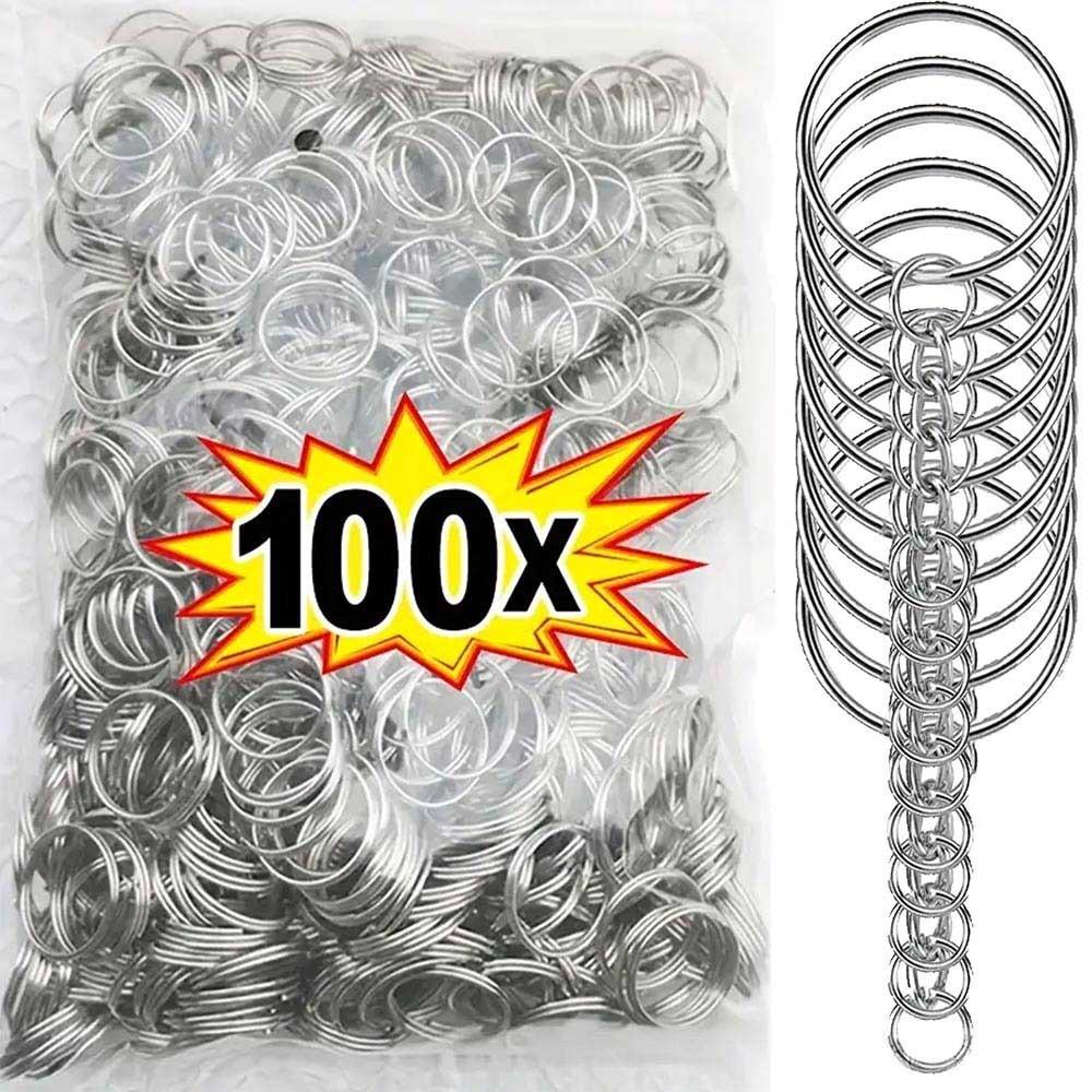50/100PCS Stainless Steel Key Rings Key Pendant Chains Metal Keychain DIY Accessories Buckles Split Rings Key Organization
