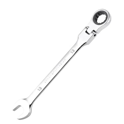 

DFsucces Flex Ratchet Wrench, Single-Ended Spanner, 72-Gear Combination Wrench, Dual-Use Head, Swivel Ratchet Wrench, Adjustable Angle (13mm)