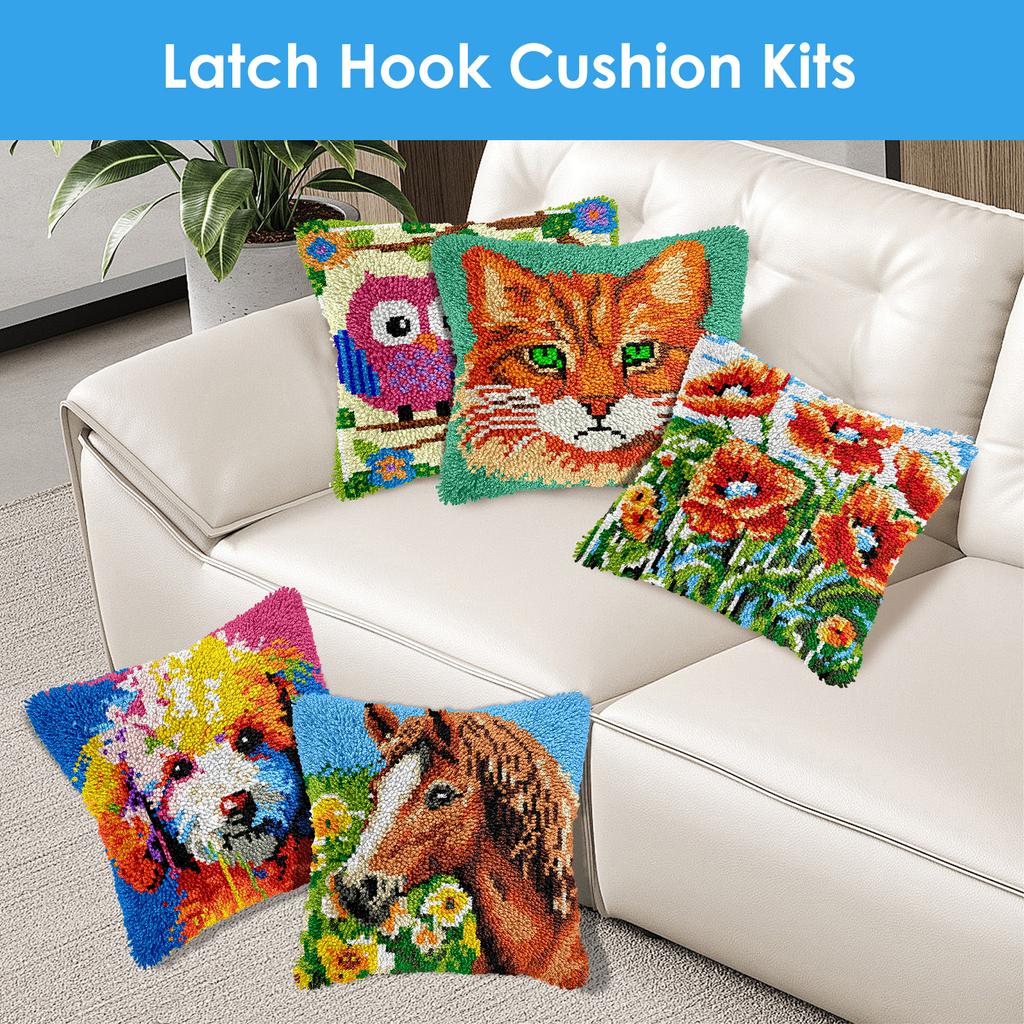 Knüpfkissen-Set für Erwachsene 17 Zoll DIY Knüpfkissenbezug-Sets mit Häkelgarn Handarbeit Kissenbezug Nadelarbeit