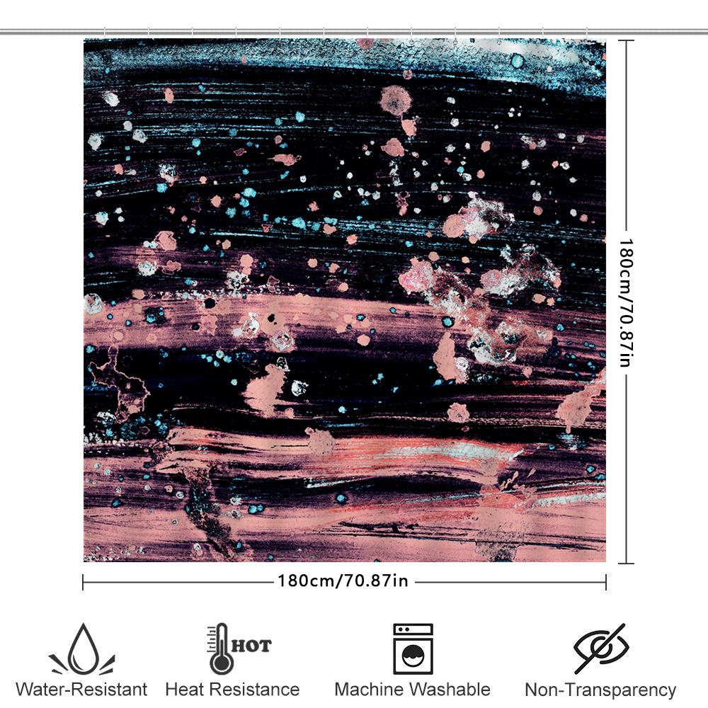 Stylish Waterproof Shower Curtain With Vibrant Abstract Design For Bathroom Decorations Pink Blue Black Color Splash Pattern Hom