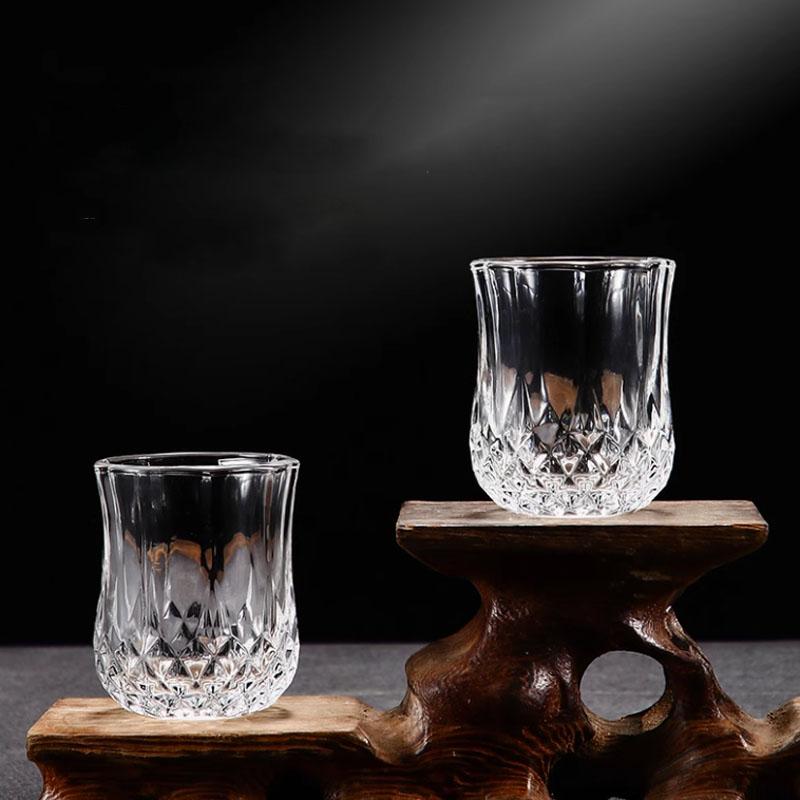 6pcs Diamond Patterned Water Cup Beer Cup Glass Cup Juice Cup Milk Tea Cup White Wine Cup Diamond Cup Wine Cup Bar Utensil 85ml