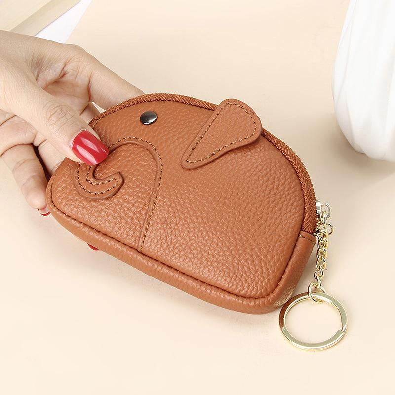 Damen Kleine Geldbörse PU-Leder Elefant Kartenhalter Niedliche Mini-Geldbörse Tasche Hängender Anhänger für