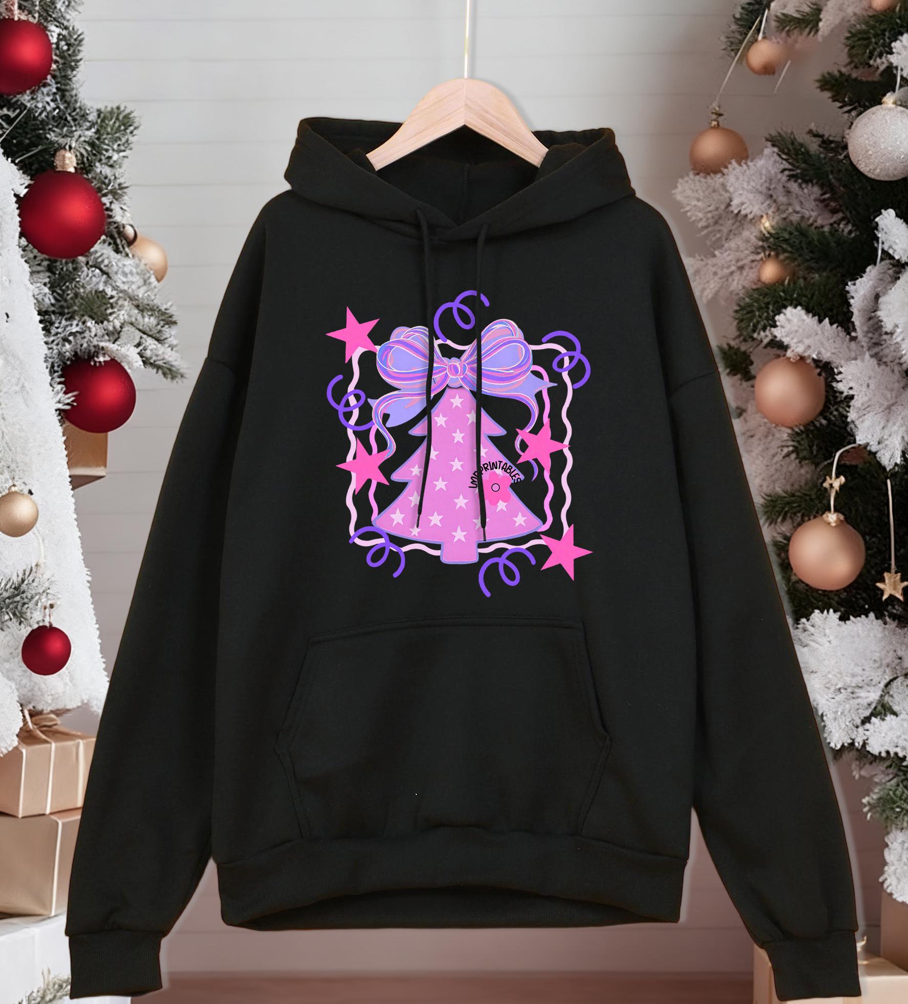 

Merry Christmas Creative Tree Printed Men Hoody Autumn Pocket Hoodie Loose Soft Fleece Clothing All-Match Man Streetwear 3XL